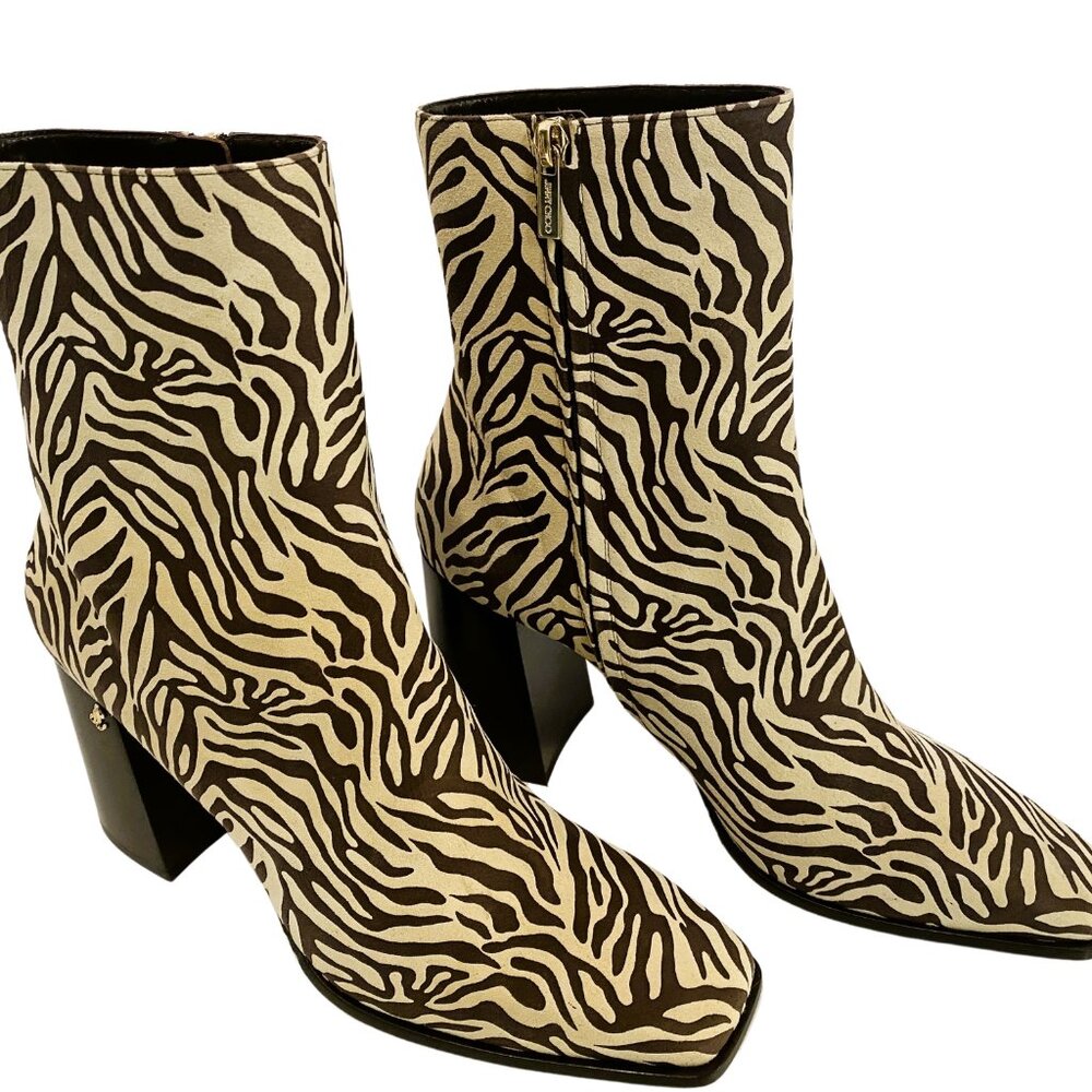 Jimmy Choo Billy Porter Bryelle Zebra Print Boots sz 42 LGBTQ Gay Pride Mob Wife